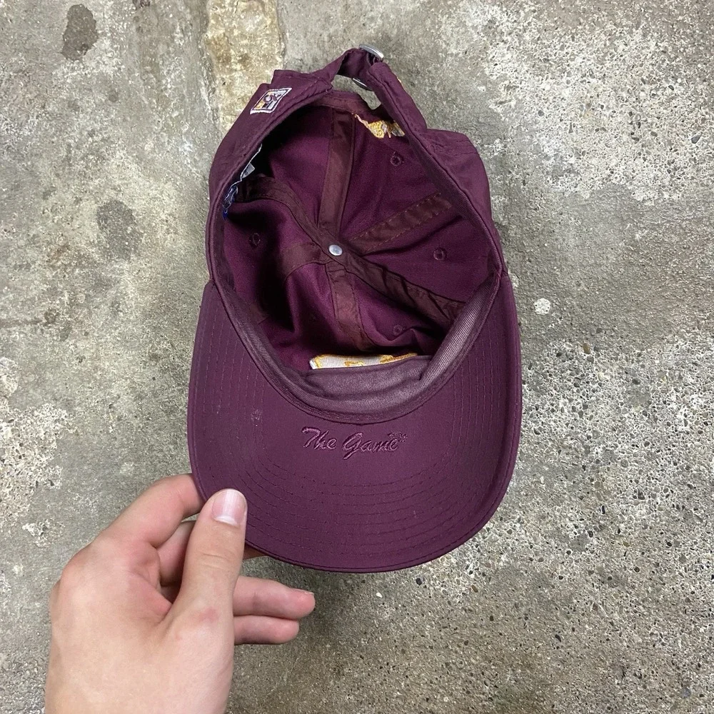 Vintage 90s Central Michigan University Cap Strap Back Adjustable Burgundy NCAA